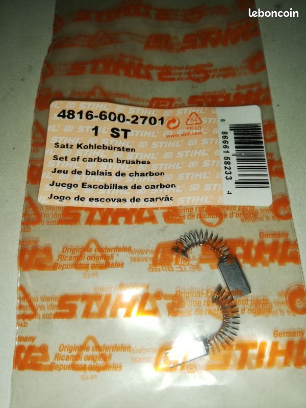 Jeu de balais de charbon Stihl 4816 600 2701 (image 1)