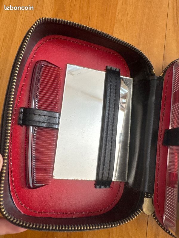 Kit barbier Soco cuir noir - Miroir peigne brosse - Etat neuf complet (image 5)