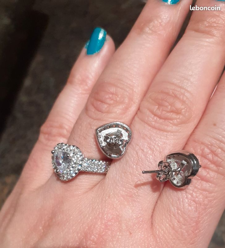 Bague et boucles d'oreilles neuve en argent taille 💍 54 (image 2)