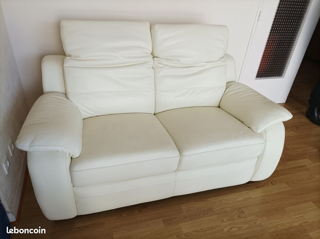 Sofa, canapé en cuir blanc | Kaufen auf