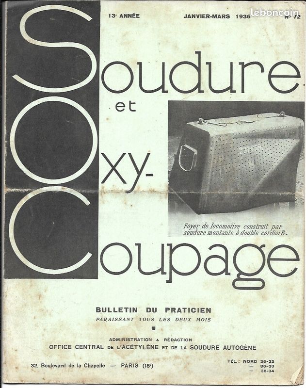 Soudure et oxycoupage Office Central Soudure Autogène - livre revue 1935-36 technique fabrication collection livre productique (image 7)