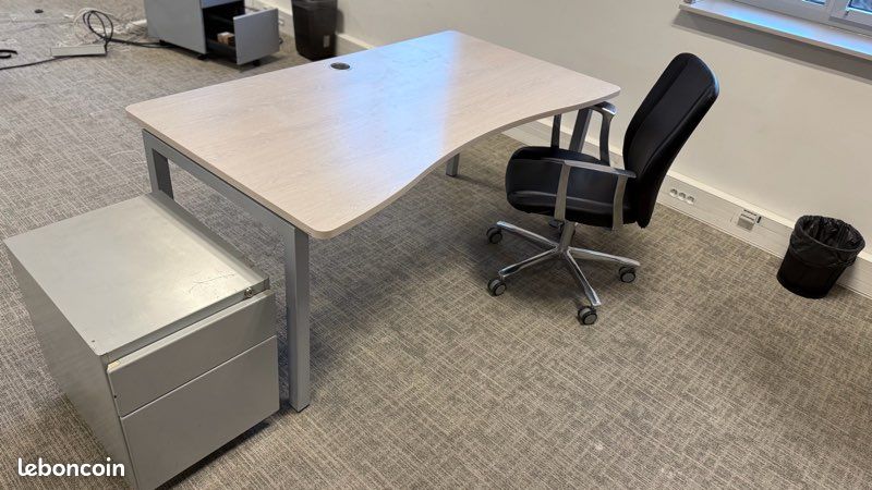 Pack bureau professionnel 160x80 + fauteuil + caisson (image 3)
