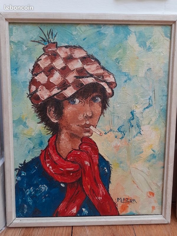 Paire de peintures à l'huile Titi parisien (image 3)