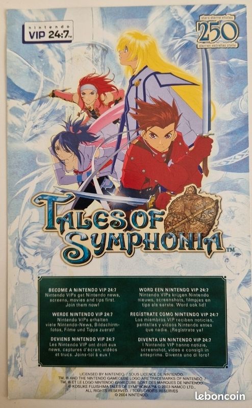 Tales of Symphonia Game Cube Carte Vip Non Grattée Seule - État Neuf