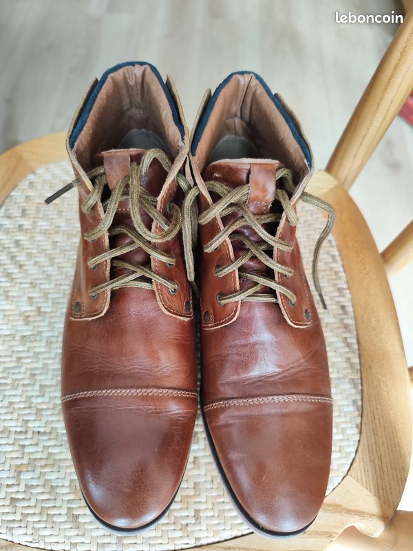 Chaussures mi_hautes André cuir marron Chaussures