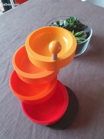 Serviteur Apéritif Vintage Chêne Et Verre Taillé - Plateau Avec Poignées