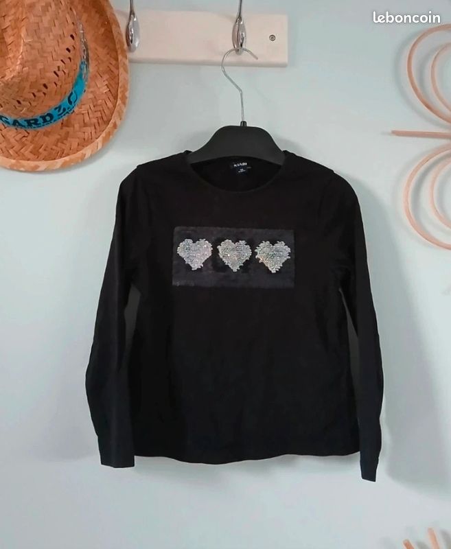 Tee-shirt manches longues noir et argenté (image 2)