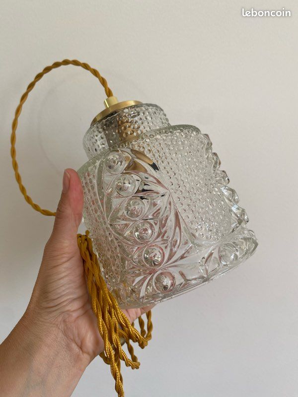 Suspension / Baladeuse globe vintage en verre (2 dispo) (image 6)