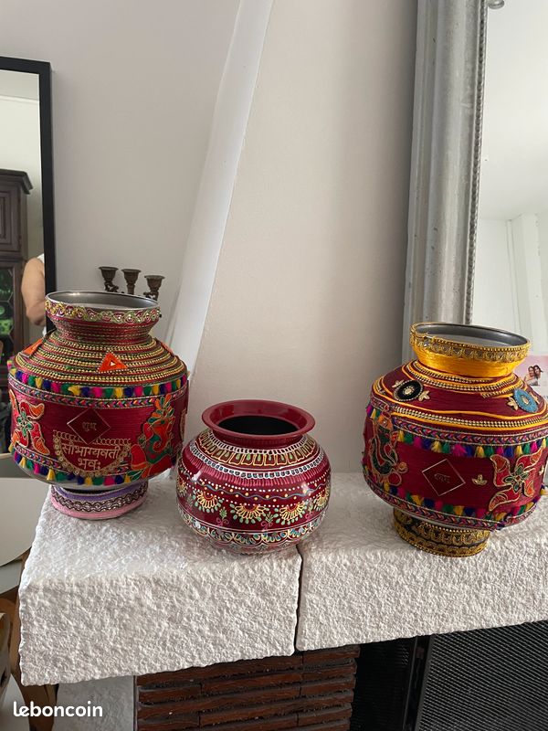 3 Pots decoratives indiennes (image 1)