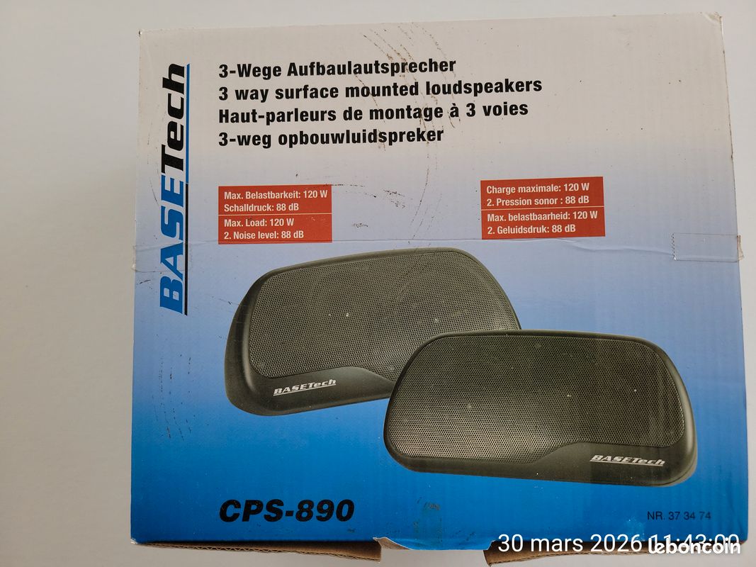 Basetech Basetech Haut-Parleur triaxial 3 Voies à Montage en saillie 120 W CPS ...