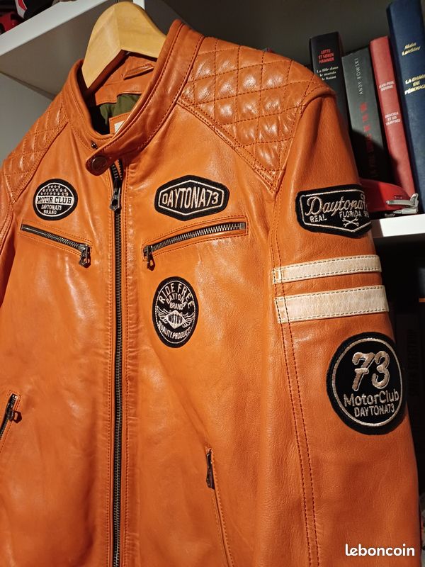 Veste Mi-longue En Cuir Orange - Marque MAX & MOI Taille 36 (S) | Neuf Sans étiquettes