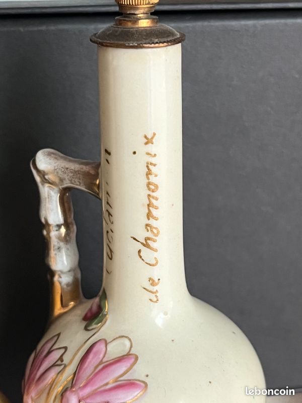 Anciens flacons à parfum VIDES porcelaine Art Nouveau Cyclamen Violettes de Toulouse (image 4)