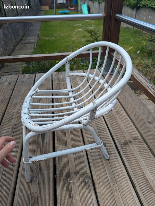 Fauteuil rotin blanc enfant (image 3)
