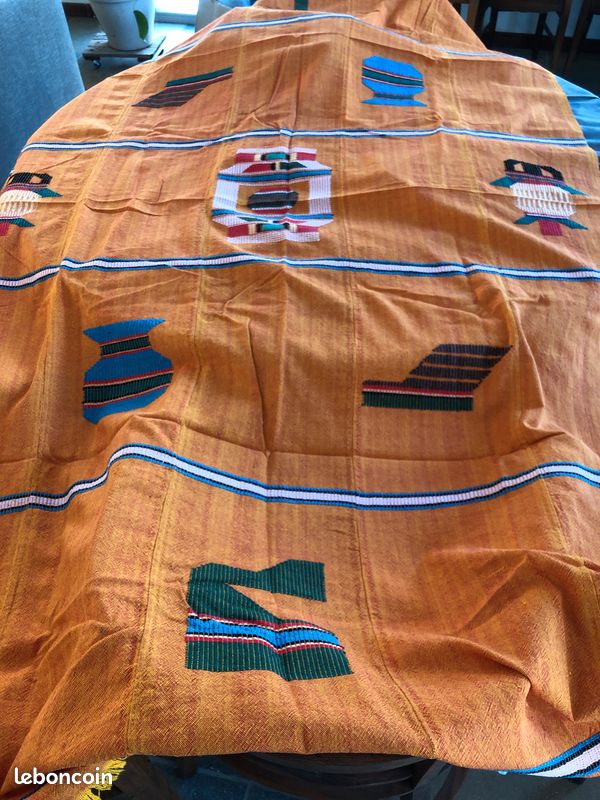 Nappe et serviettes artisanales africaines (Bénin) en coton tissé, 240*127 (image 1)