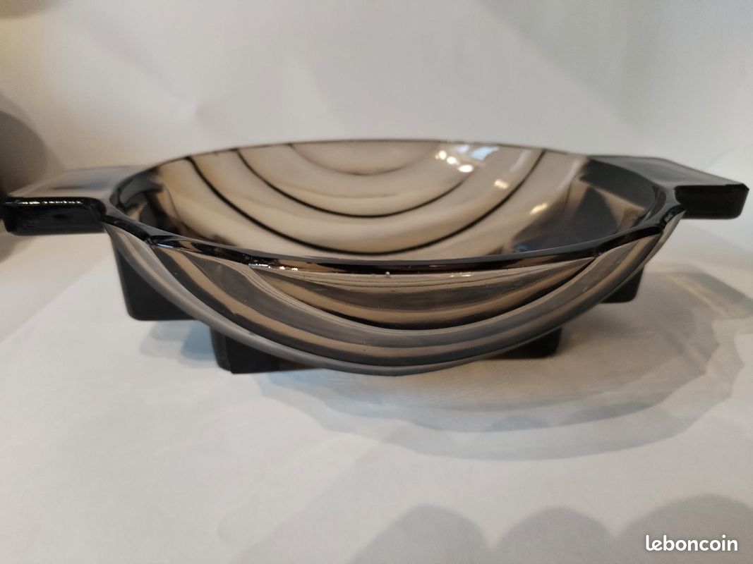 Ensemble d'une coupe et de six coupelles en verre fumé - Art Deco (image 7)