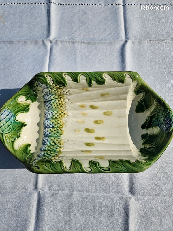 Plat à Asperges En Barbotine - Salins, Vintage Parfait état