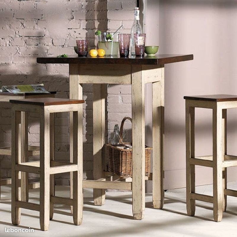 Table haute + 2 chaises hautes (image 1)