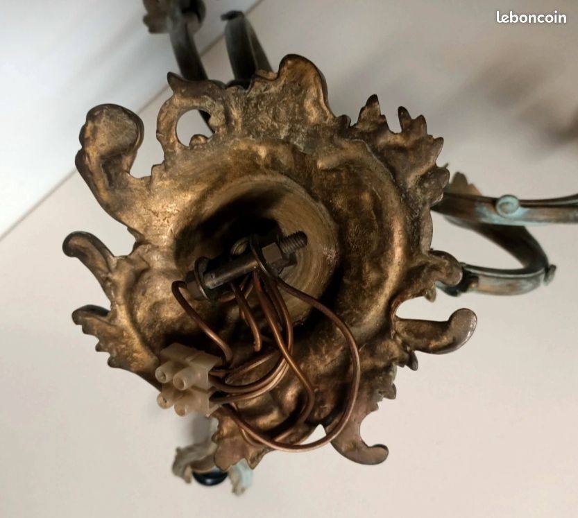 Lustre en bronze 3 bras 4 lumières (image 9)