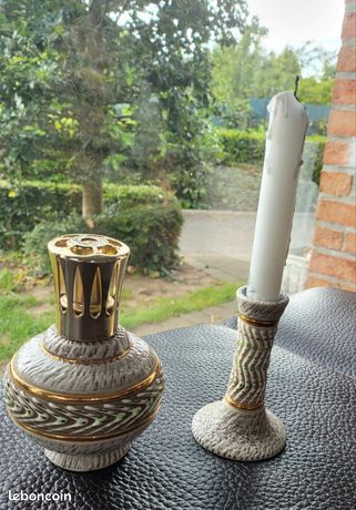 Lampe Berger décor de chasse céramique vintage 70 signée J. Breugnot