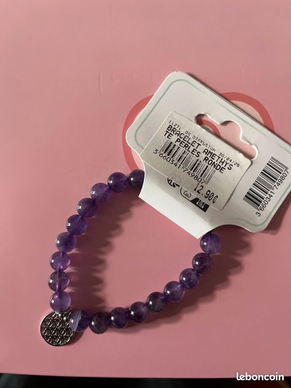 Bracelet avec boules en amethyste (image 4)