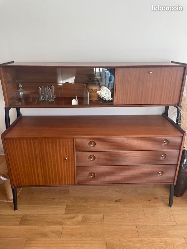 Meuble enfilade en bois années 1960 vintage scandinave (image 2)