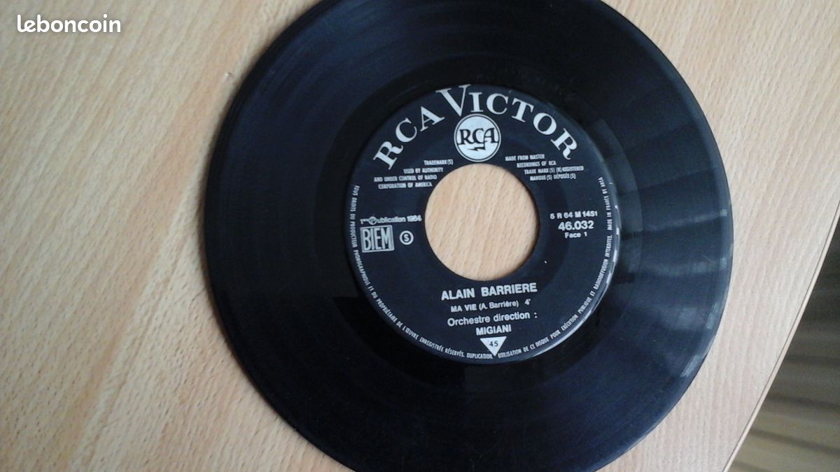 Vinyl 45T "alain barrière-- ma vie" 1960 (image 1)