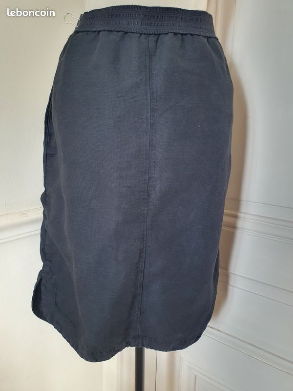 One step jupe 100% lin noire droite 42 xl taille elastique (image 2)