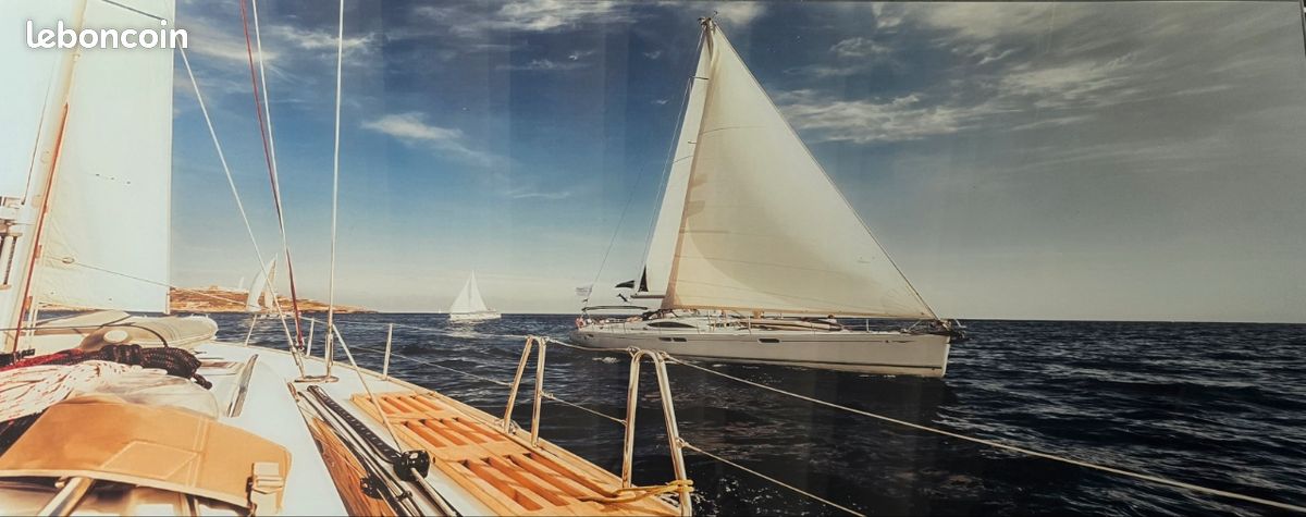 Impression sur verre acrylique Image Tableau 140x70 Paysage Bateaux Mer