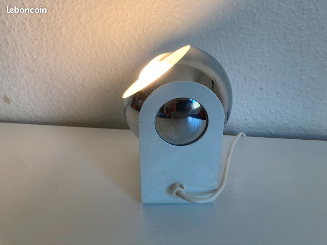 Lampe EYE BALL SPACE AGE 1960 Chromée orientable ITALIE à la manière de Gino Sarfatti (image 7)