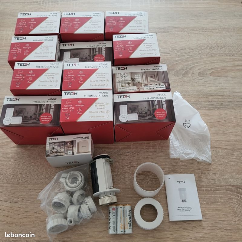 Lot de 12 tête thermostatique connecté NEUF TECH+ PASSERELLE ZIGBEE (image 1)