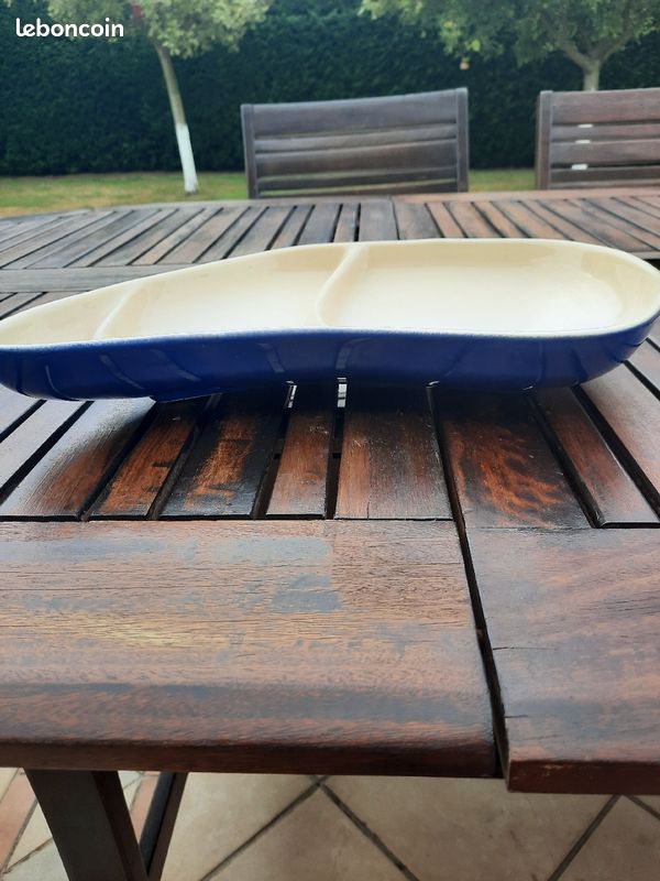 Lot de 2 moules forme coquillage et bateau, beige et bleu, fait en Bretagne (image 1)