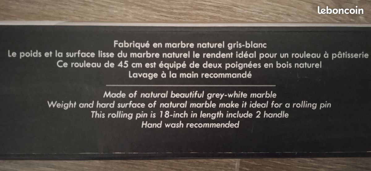 Rouleau Lourd Pâtisserie Rouleau à Pâtisserie En Marbre Naturel 18 Pouces - Antiadhésif, Poignée Bois Et Support Inclus
