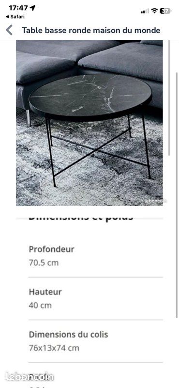 Table basse salon marbré (image 4)