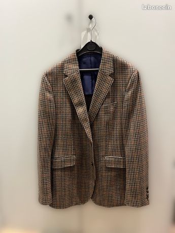 Blazer avec col à revers, poches à rabat et motif à carreaux, sable de