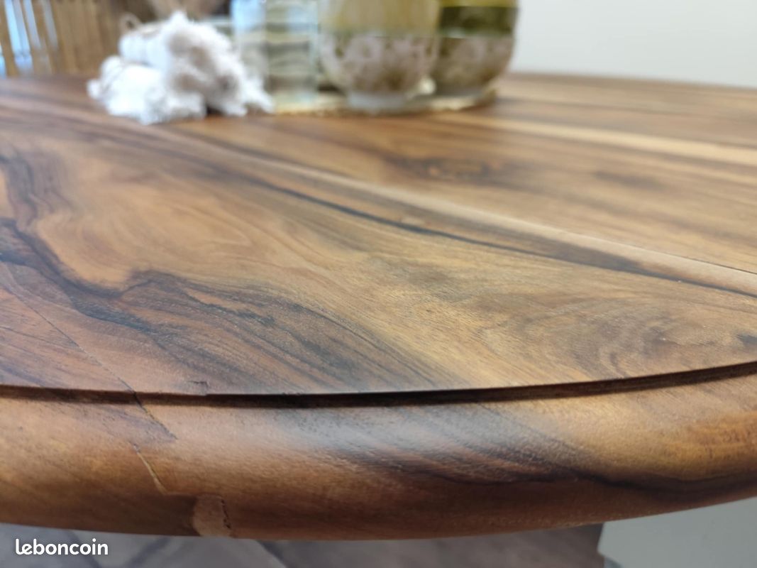 Table d'appoint en noyer deux en une convertible en console bois massif (image 3)