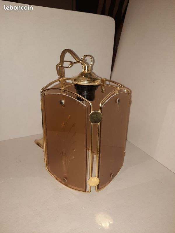 Suspension en verre et fer doré droite (image 1)
