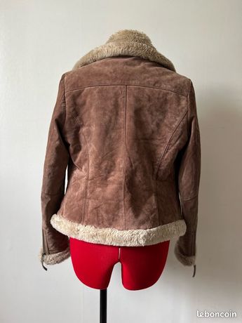 Veste En Daim Rouge Bronzé 100% Cuir Véritable - Taille S - Occasion Très Bon état - Pour Femme