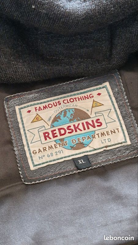 Blouson aviateur cuir noir avec doublures fourrées vintage Redskins - XL (image 7)