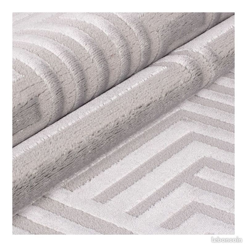 Tapis géométrique design effet 3D Lamego Argenté 200x290 (image 6)