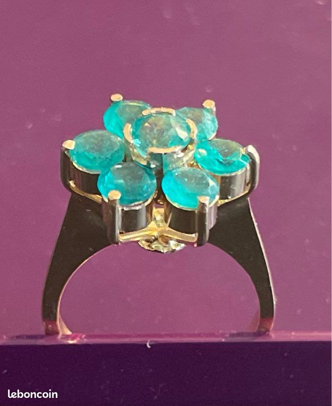 Deux Bagues or 18 carats émeraude et aigue marine (image 1)