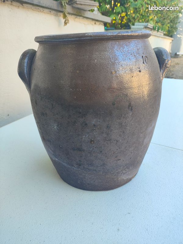 Pot en grès ancien hauteur 27 cm (image 1)