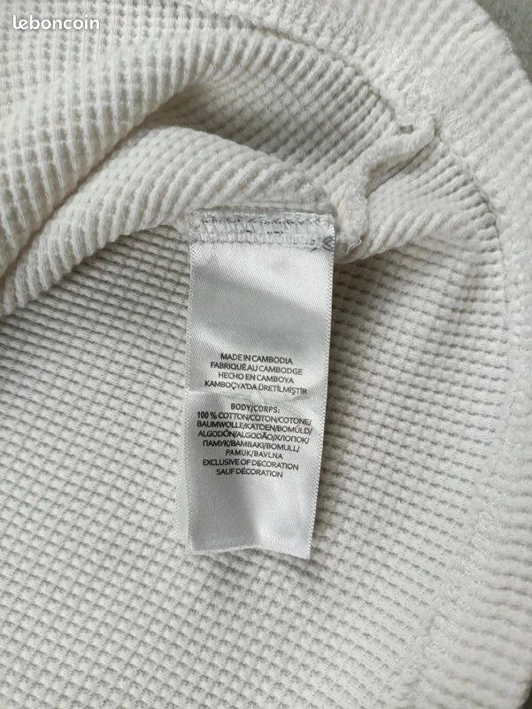 Pull / Sweat col rond Ralph Lauren blanc taille XL pour homme logo brodé, coupe unisexe (image 7)