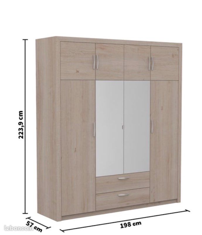 Armoire 8 portes + 2 tiroirs - Chêne en très bon état (image 1)
