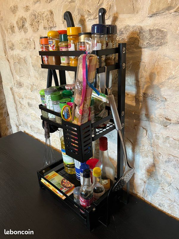 Rangement à épices et accessoires de cuisine – métal noir (image 2)