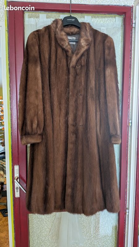 Manteau En Vison Vintage - Taille 50 - Couleur Fauve - Occasion Très Bon état - Italie