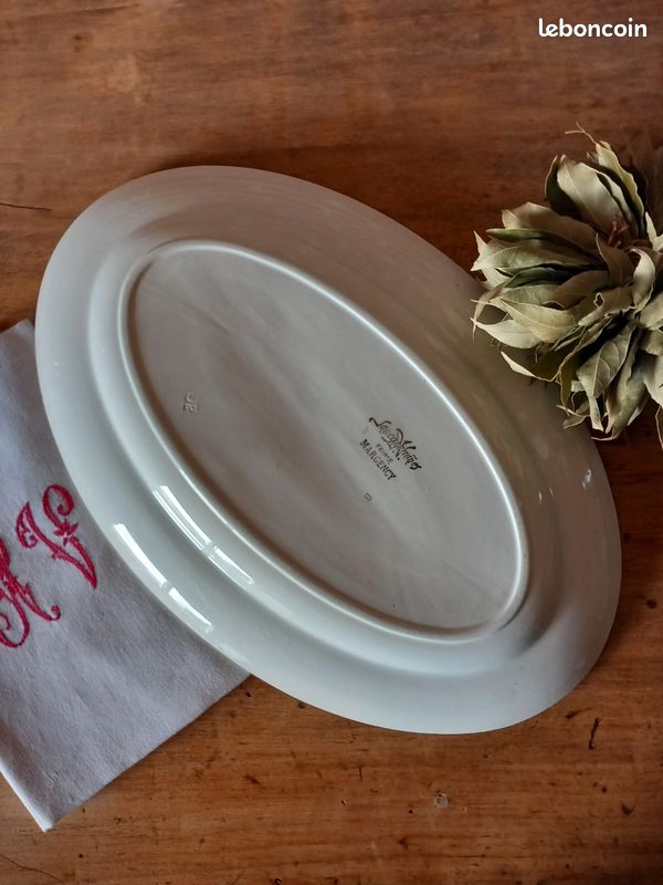 Grand Plat Ovale En Céramique ChrissG Collection – Blanc, Vintage