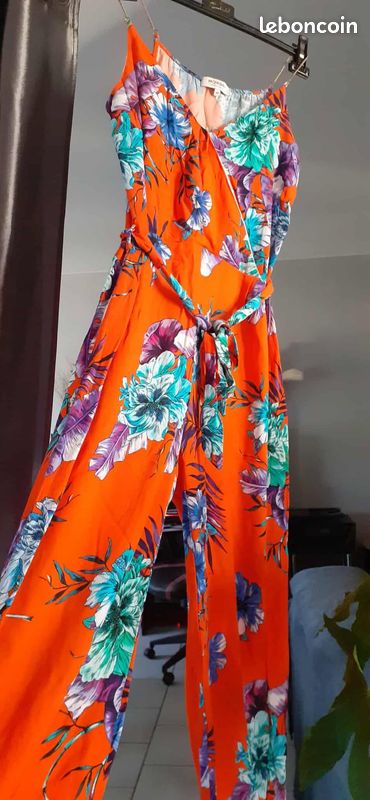 Combinaison Femme Morgan Imprimée Florale – Col Cache-Cœur Élégant Avec Boucle Ceinture, Sans Manches, Coupe Droite Chic