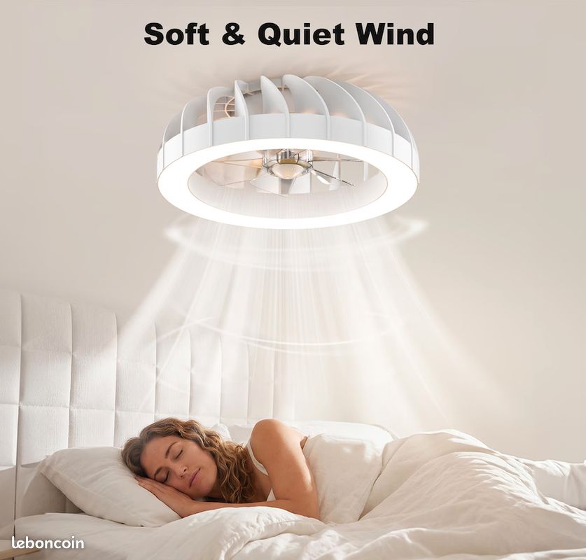 Ventilateur de Plafond avec Éclairage Led, Diamètre 46 cm, Ventilateur de Plafond RGB avec Lumière et Télécommande, 6 Niveaux de Vent - Neuf – Livraison comprise en 5 jours ⭐ ⭐ ⭐ (image 2)