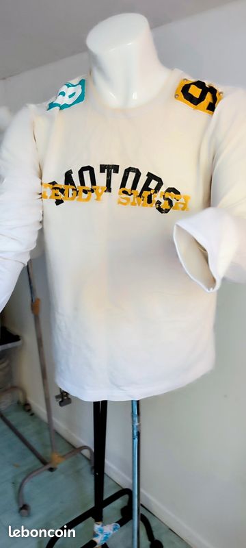 Pull blanc imprimé, homme, taille XL (image 1)