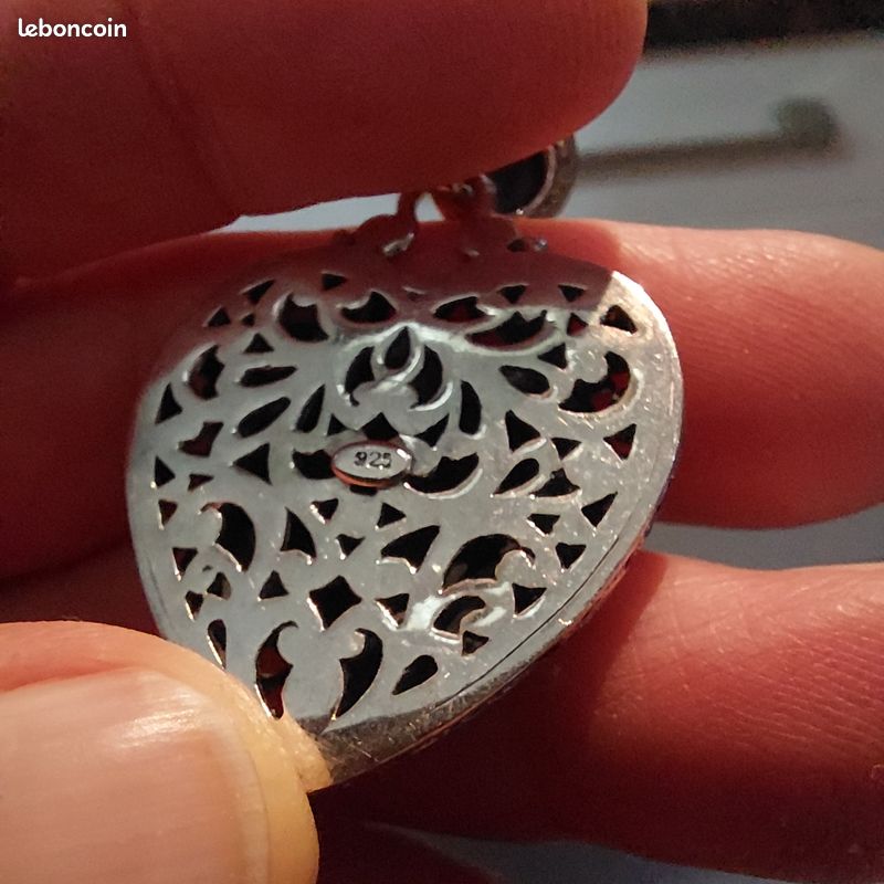 Pendentif Photo Coeur, Ange Pensif, Argent 925 - Vandona